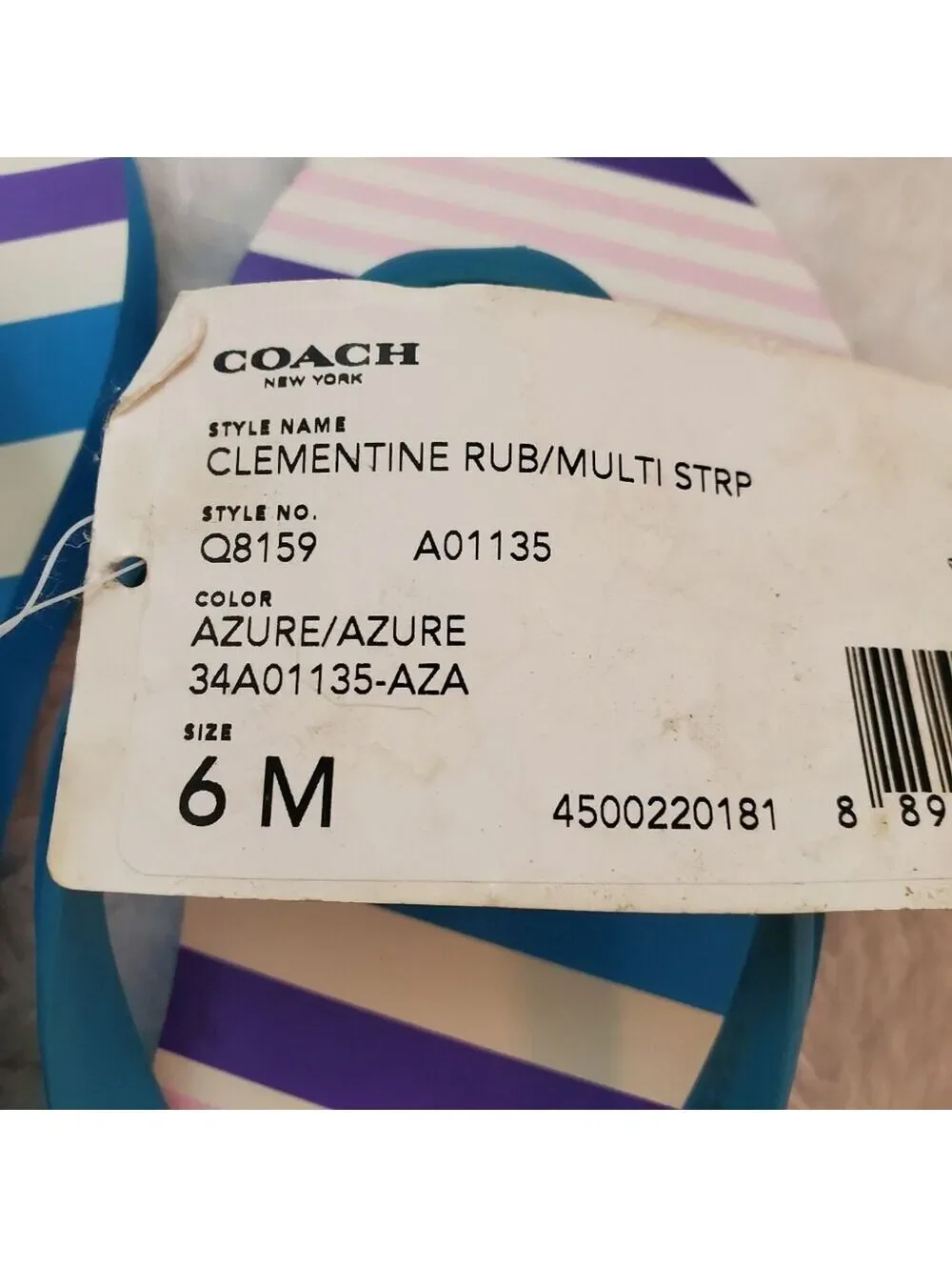 Coach Sandals Clementine 6 Azure Blue Rubber Flip Flops
